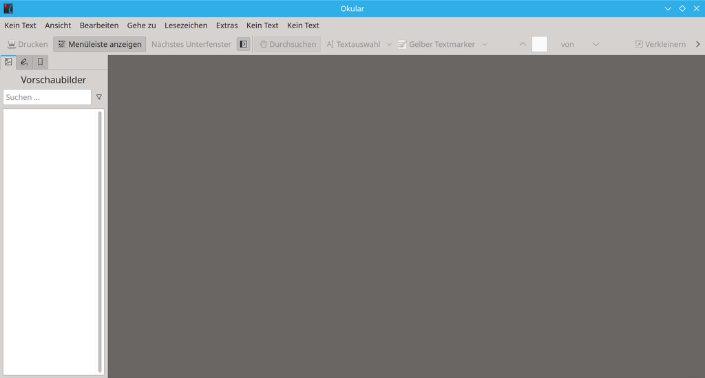 Screenshot of Okular with corrupt Menubar